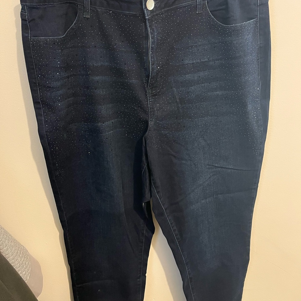 Arula Women's Dark Blue Jeans with stud/stone detailing